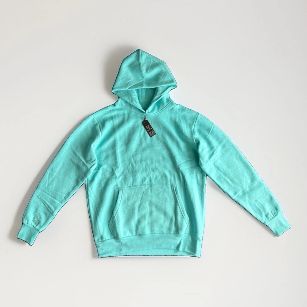 Kangol Turquoise Blue Hooded Pullover Cotton Men's Hoodie Kangaroo Pocket Size M
